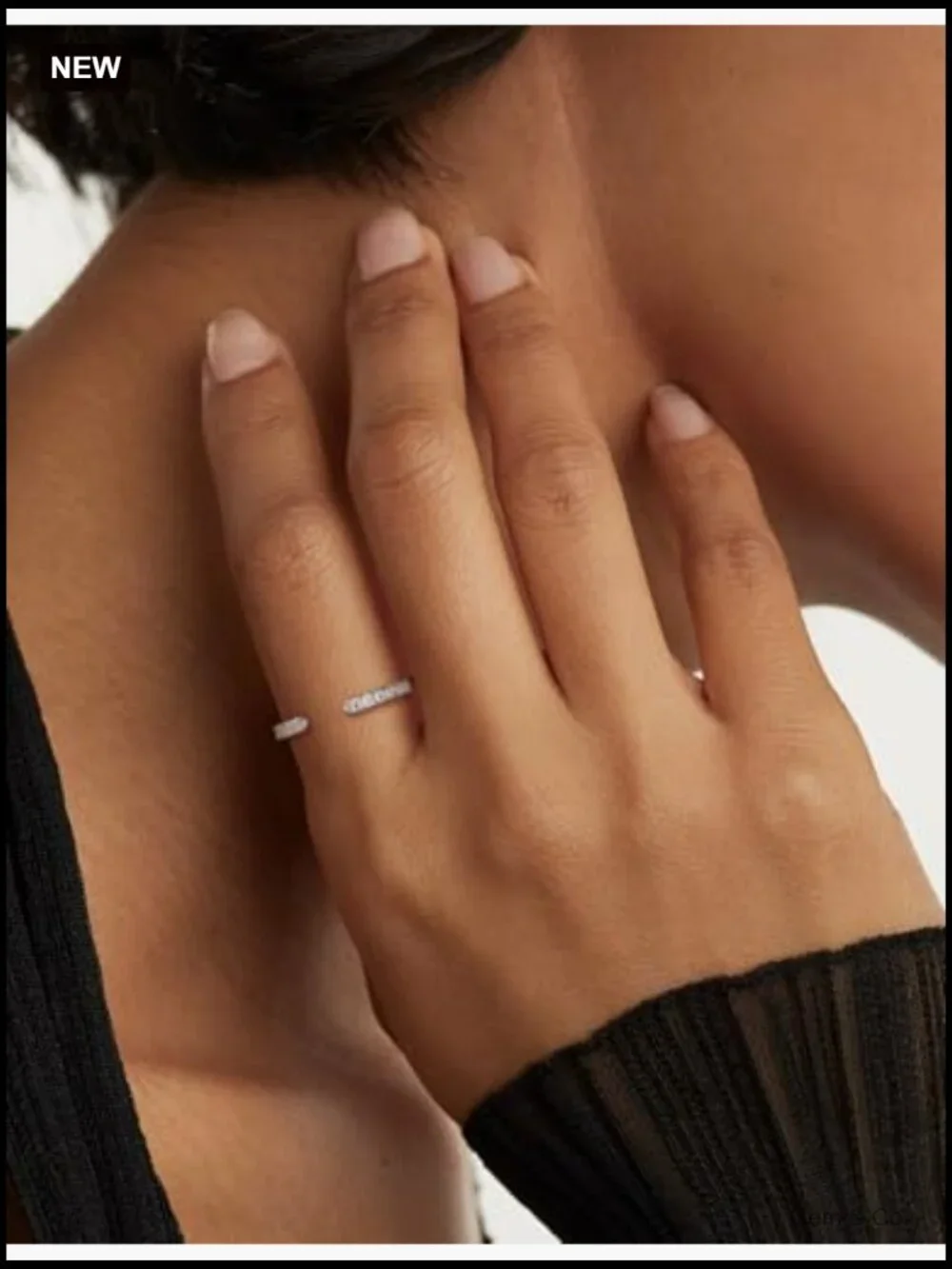 0.2ct VVS1 Moissanite Open Gap Ring Adjustable Half Eternity Wedding Band